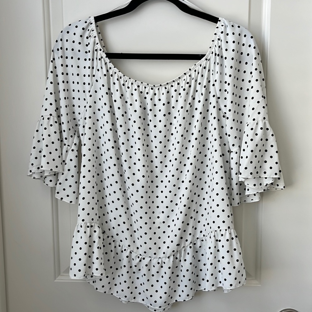 NWT adL Off-The-Shoulder Polkadot Blouse